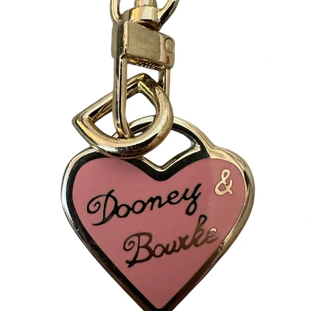 Dooney & Bourke Pink and Gold Heart Keychain & Bag Charm